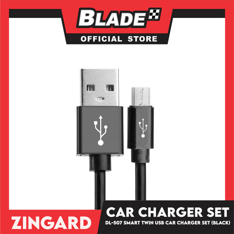 Zingard Lighting Smart Phone Charger Set 3.1A DL-507 (Black) Blue Led Car Charger