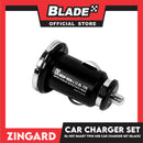 Zingard Lighting Smart Phone Charger Set 3.1A DL-507 (Black) Blue Led Car Charger