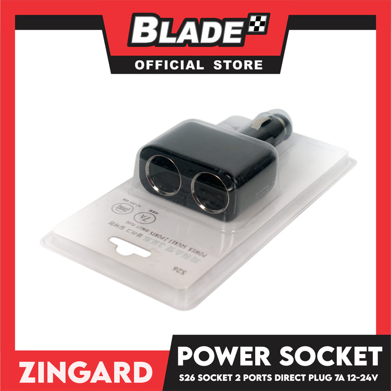 Zingard Power Socket 2 Ports Direct Plug S26 12-24V (Black) Car Charger Socket