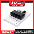 Zingard QC3.0 USB Power Socket 2 Socket + Dual USB Direct Plug S32 12-24V (Black) Car Charger Socket