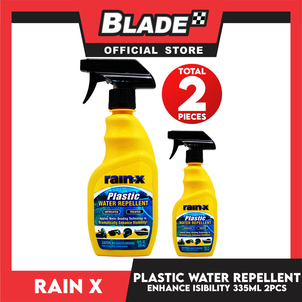 2pcs Rain-X Plastic Water Repellent Trigger 335ml Dramatically Enhance Visibility