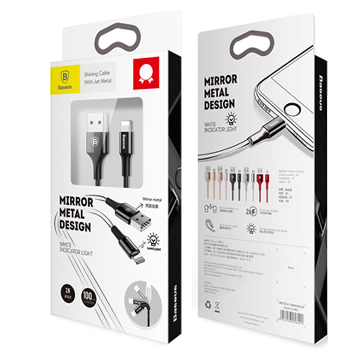Baseus Shining Data Cable Mirror Metal Design CALSY-01 for iPhone Black