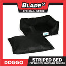 Doggo Striped Bed Black with White Striped (Medium) with Removable Cushion