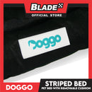 Doggo Striped Bed Black with White Striped (Medium) with Removable Cushion