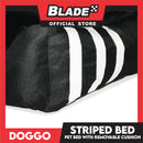Doggo Striped Bed Black with White Striped (Small) with Removable Cushion