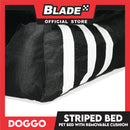 Doggo Striped Bed Black with White Striped (Medium) with Removable Cushion
