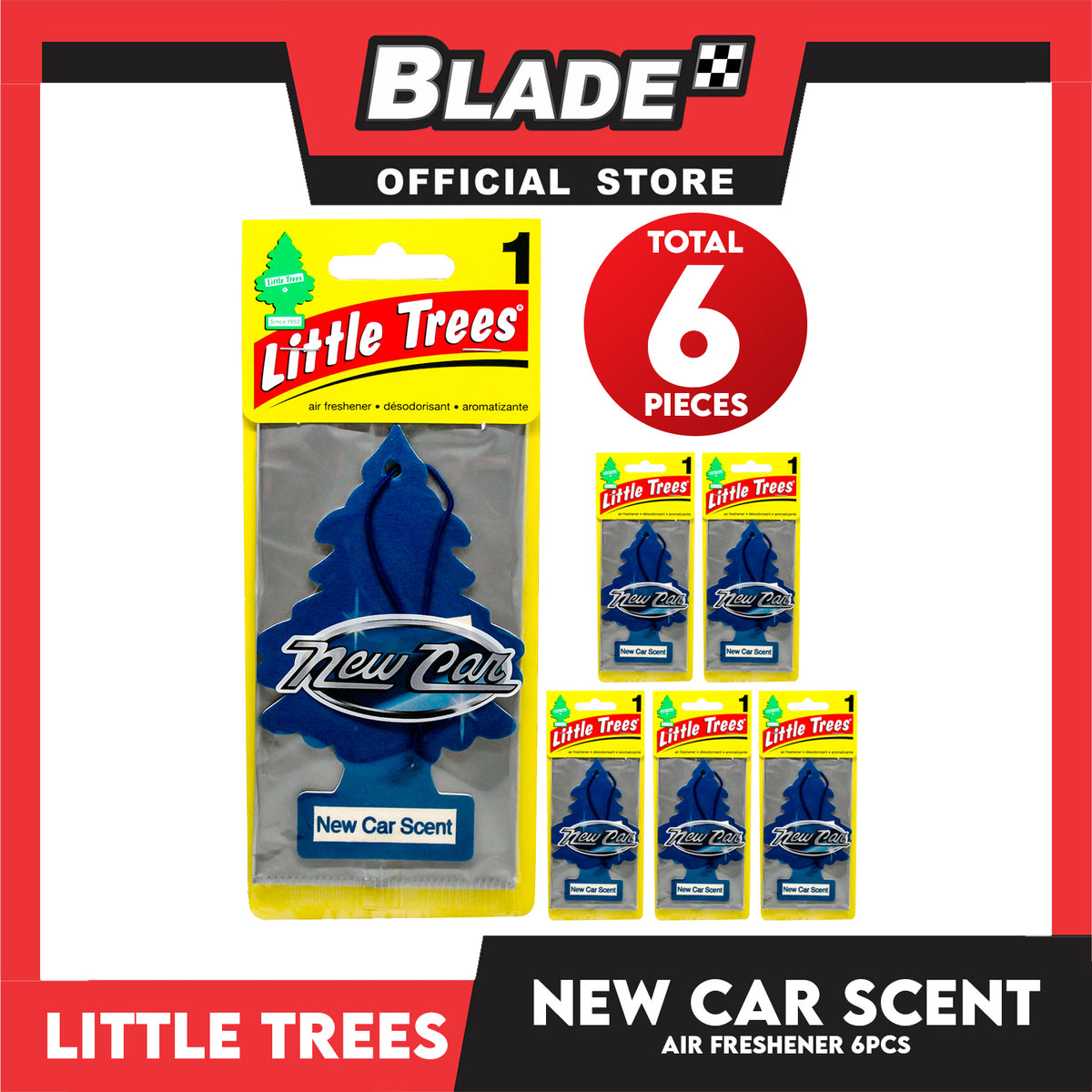 6pcs Little Trees Car Air Freshener 10189 (New Car Scent) Hanging Tree Provides Long Lasting Scent