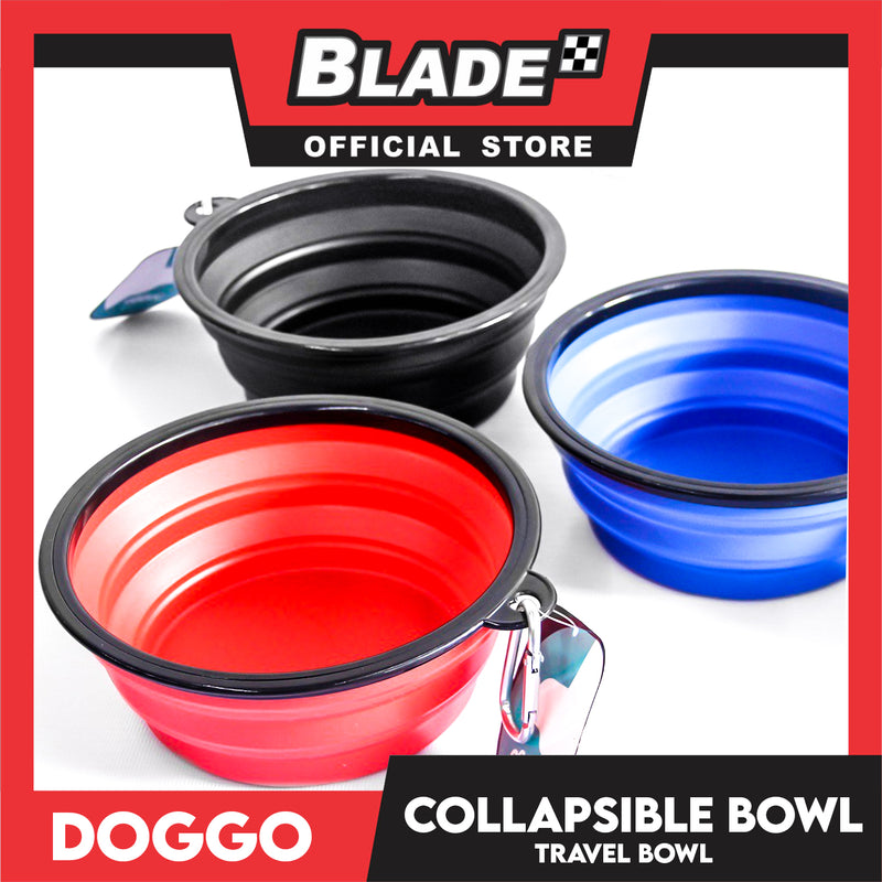 Doggo Collapsible Travel Bowl Small Size (Blue) Foldable Pet Feeding Bowl