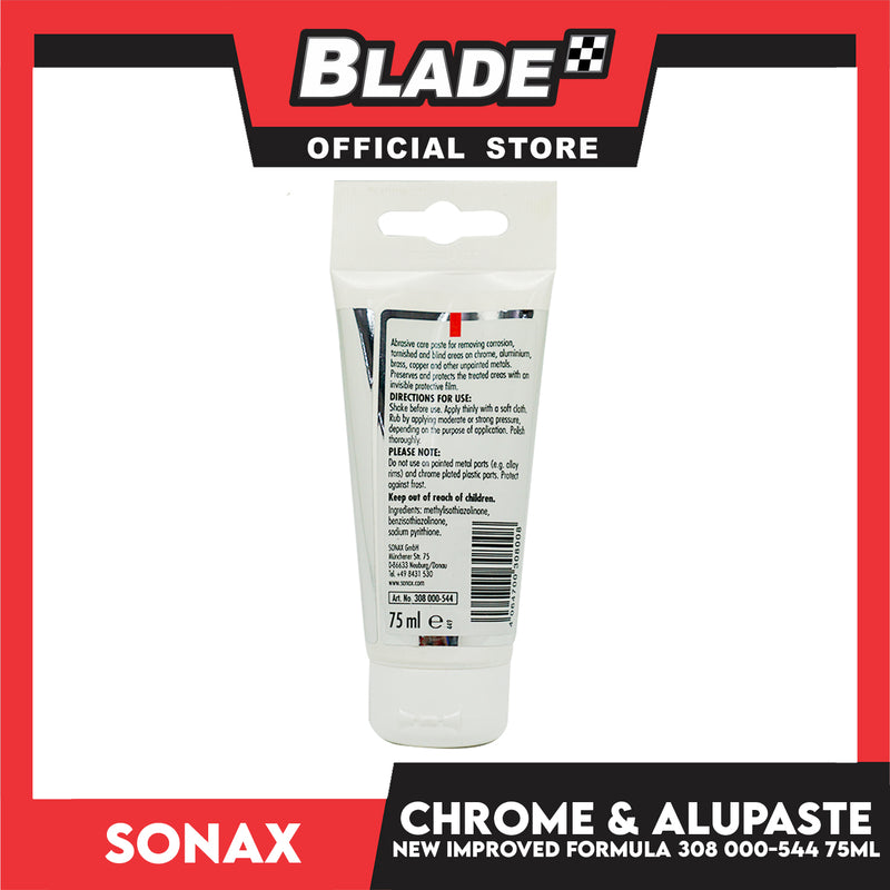 Sonax Chrome & Alupaste New Improved Formula 308 000-544 75mL for Car, Bike & Household Cleans, Maintains & Protects