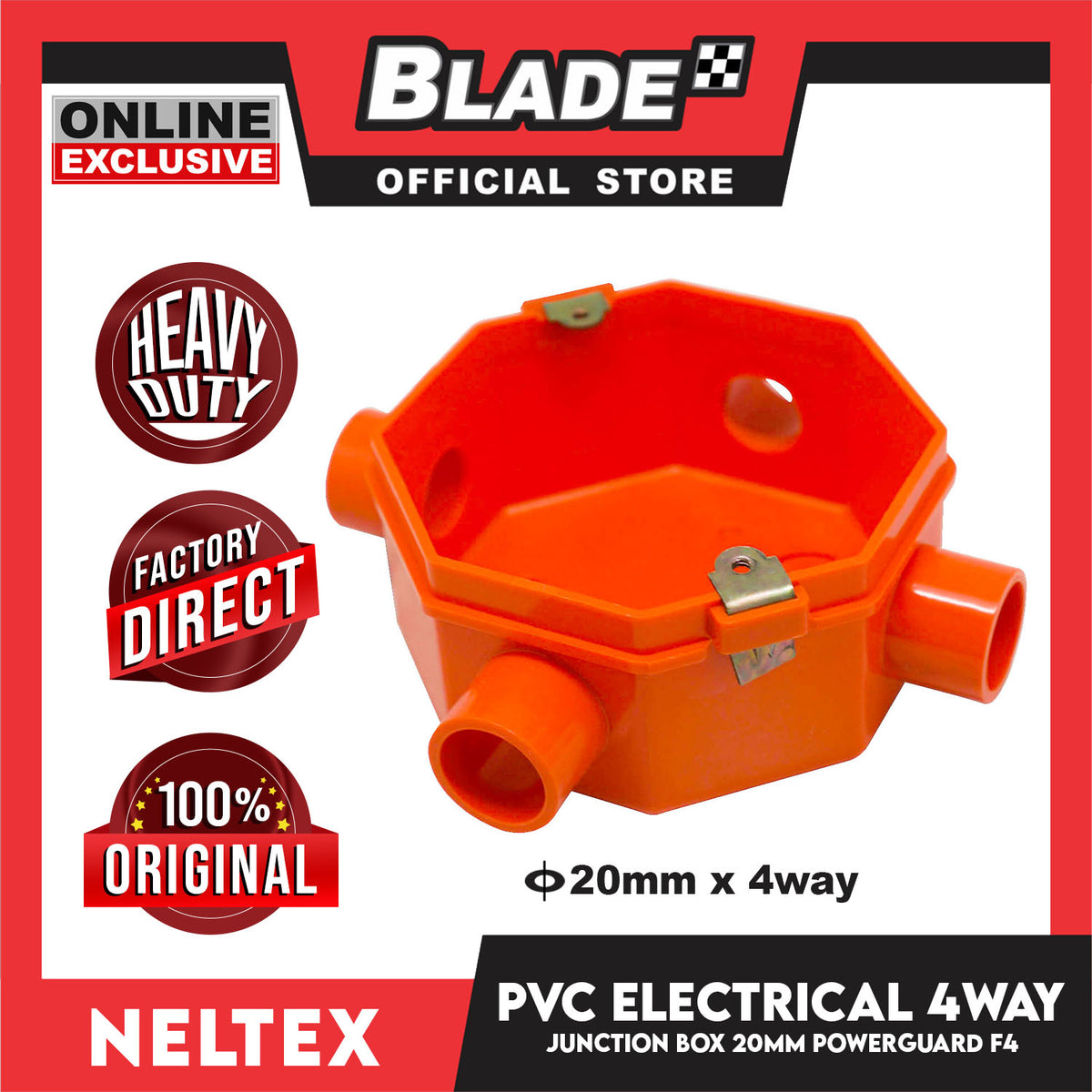 Neltex Powerguard PVC Junction Box F4 4way Electrical Box