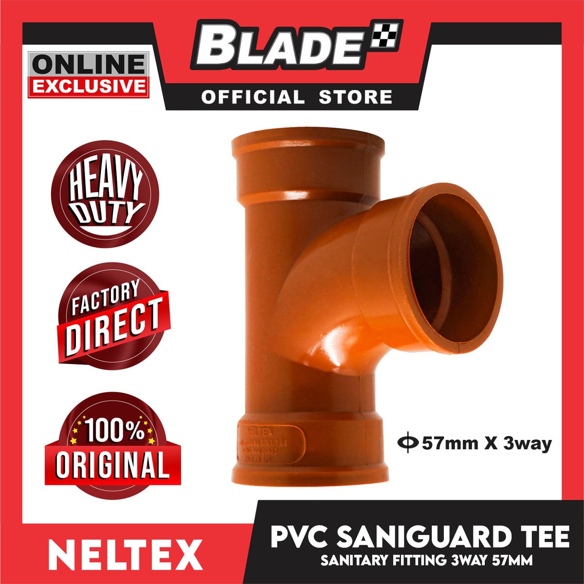 Neltex Saniguard PVC Fitting Tee 57mm x 57mm