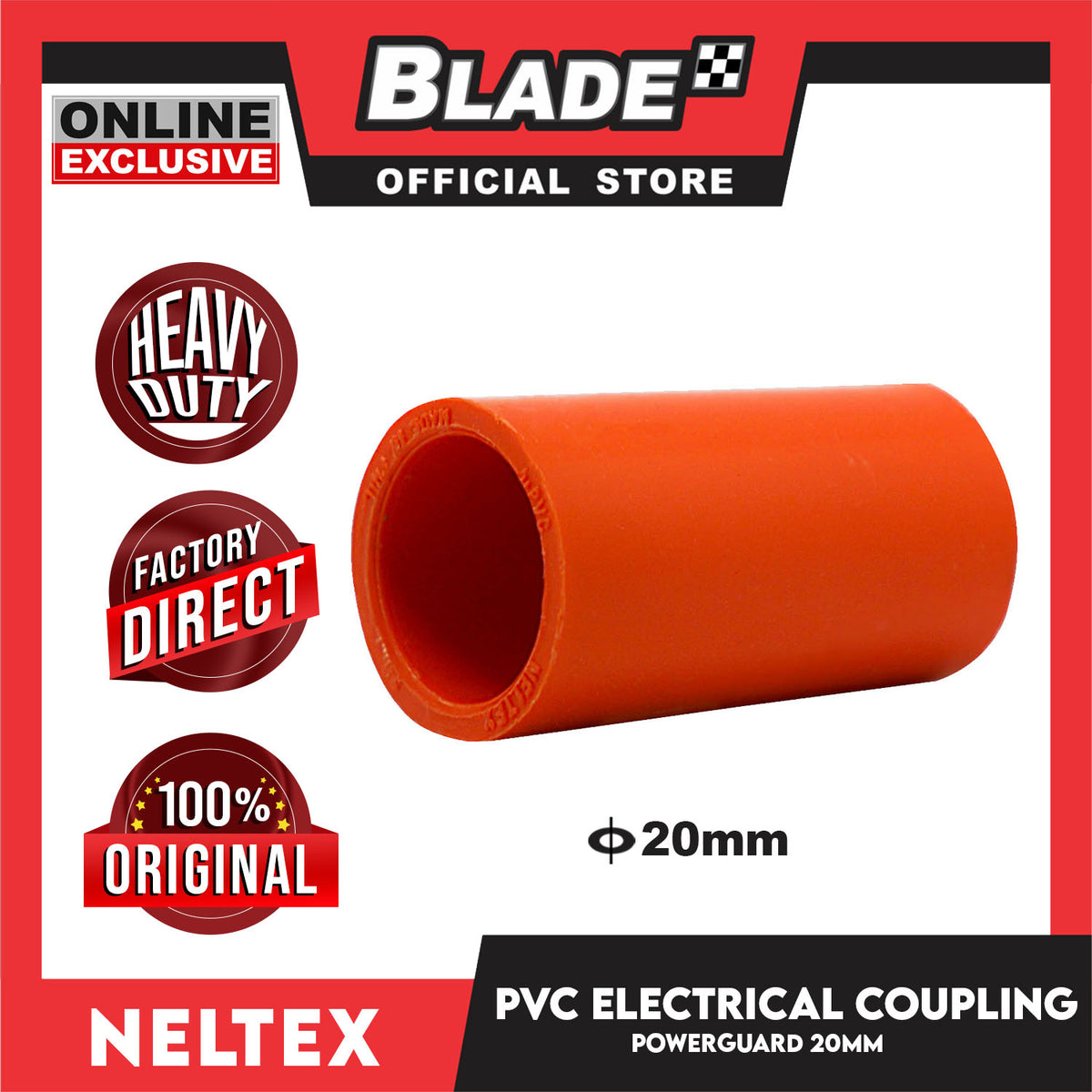 Neltex Powerguard PVC Electrical Fitting Pipe Coupling 20mm -Electrical Pipes Connector