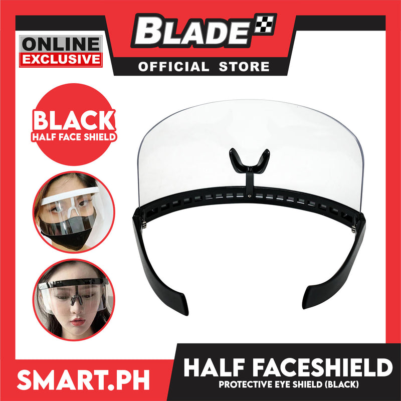 Face Shield Half Acrylic, Protection Windproof Clear View Half Face Eye Shield Multifunction Travel HD Lenses Outdoor (Black)