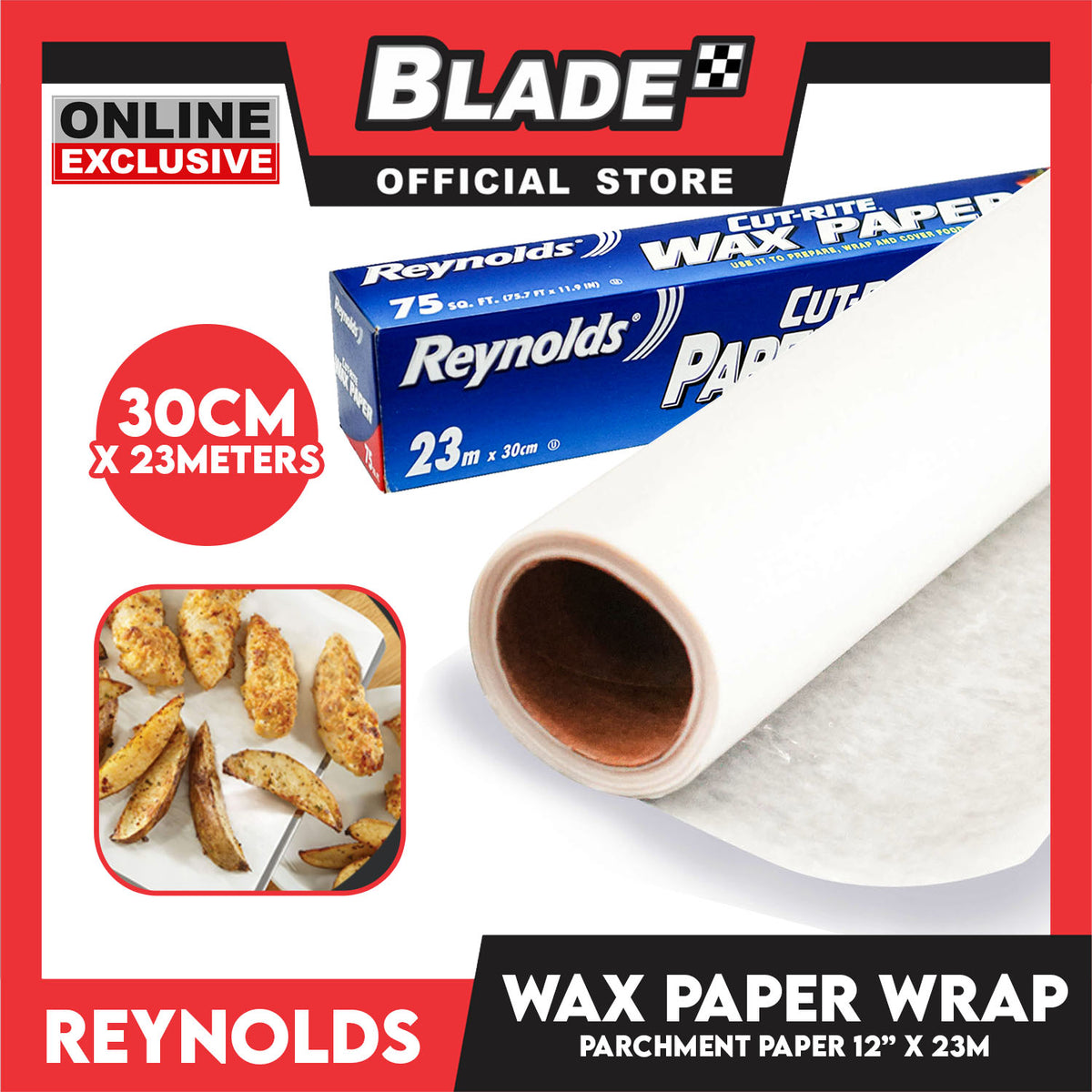 Reynolds Cut-Rite Wax Paper 12'' x 23m Parchment Paper Wrap for Snacks