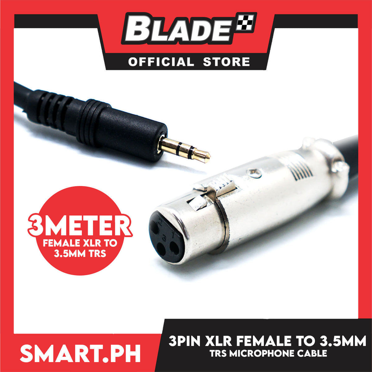 3 Meter XLR 3pin Female to 3.5mm TRS Male Audio Cable Microphone Cord for BM800, V8 Sound card