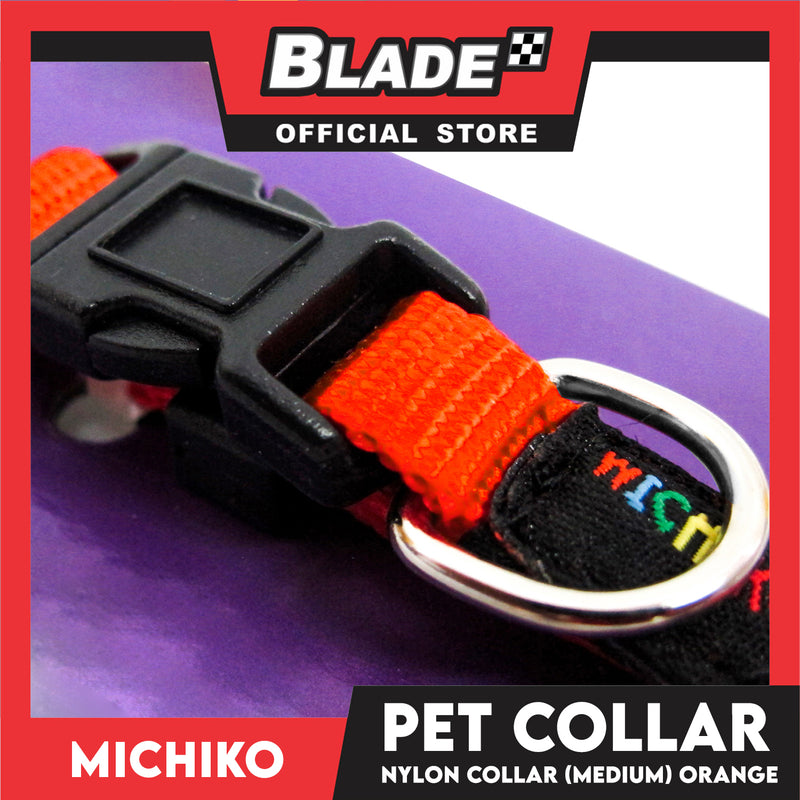 Michiko Nylon Collar Orange (Medium) Pet Collar