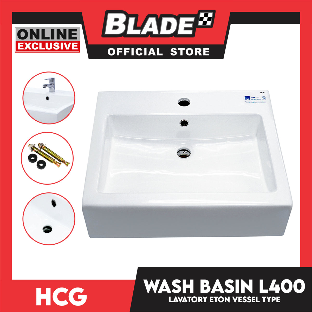 HCG Wash Basin L400 Lavatory Eton Vessel Type