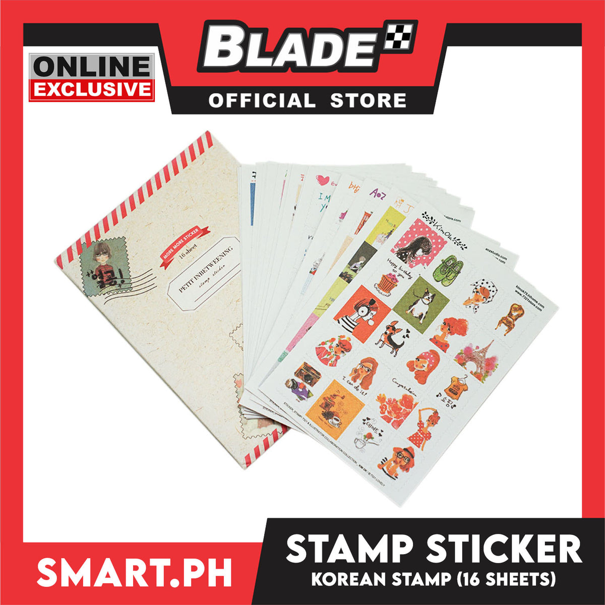 Gifts Petit Inbetweening Stamp Sticker 16 Sheets (Assorted Designs)