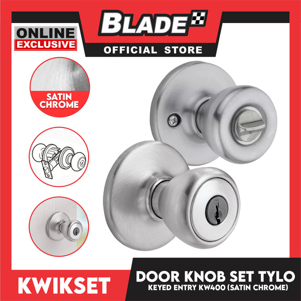 Kwikset Keyed Entry KW400 Door Knob Set Tylo (Satin Chrome)