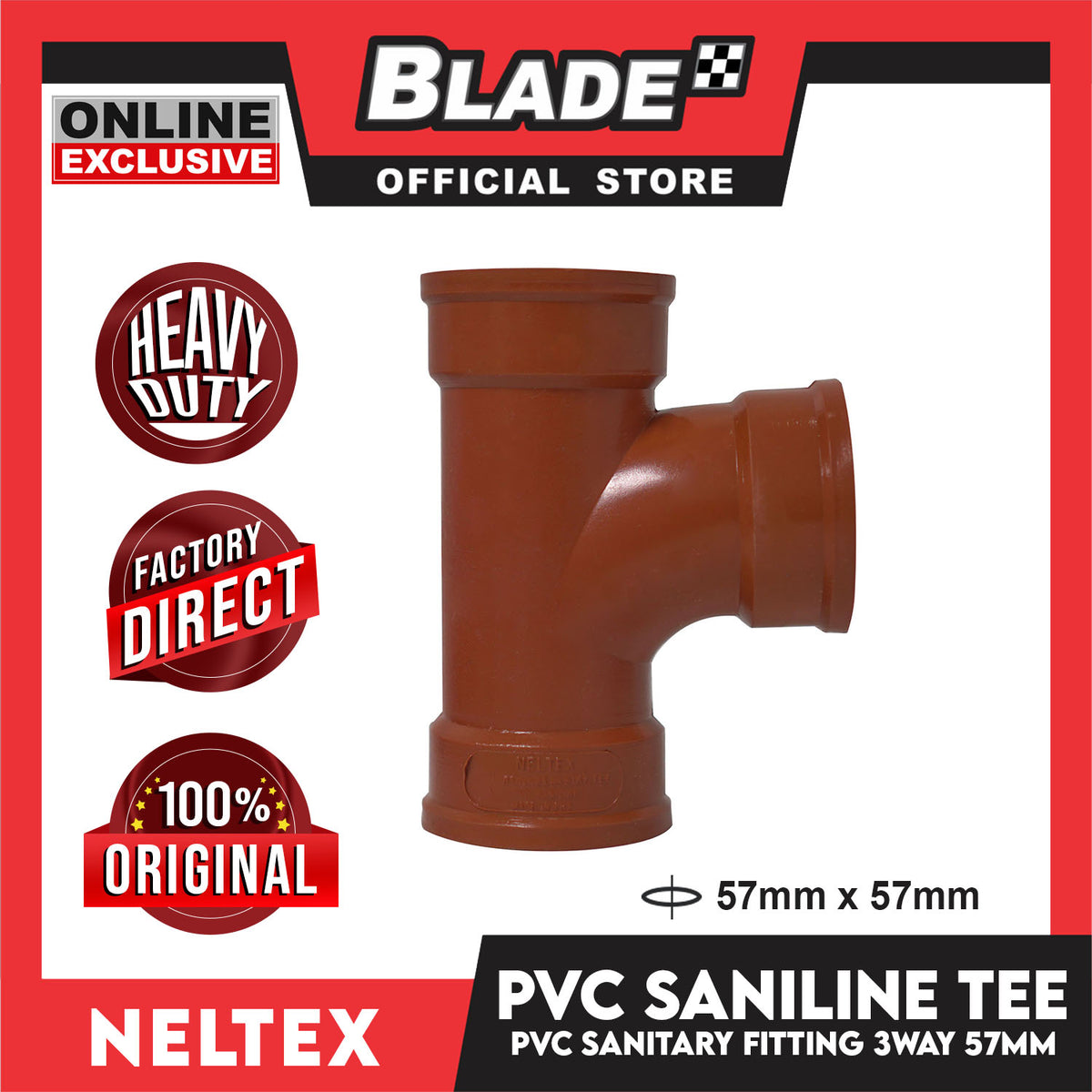 Neltex Saniline PVC Fittings Tee Reducer 57mm x 57mm