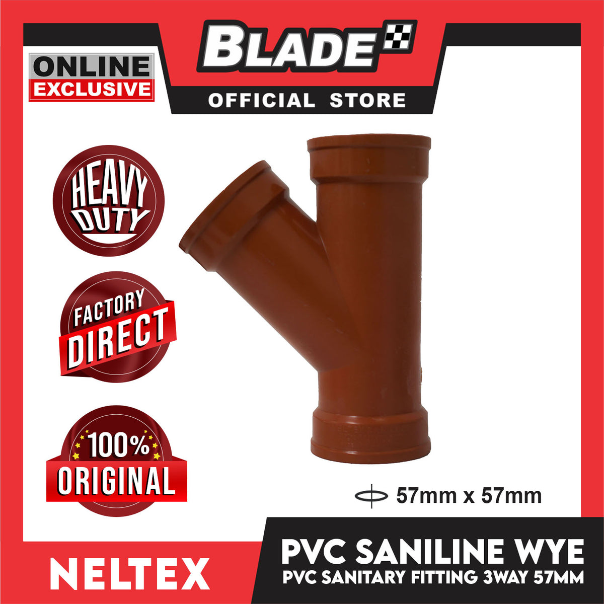 Neltex Saniline PVC Fittings Wye Reducer 57mm x 57mm