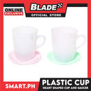 Gifts Mug Plastic Heart Shape Design with Saucer AX1496 (Assorted Colors)