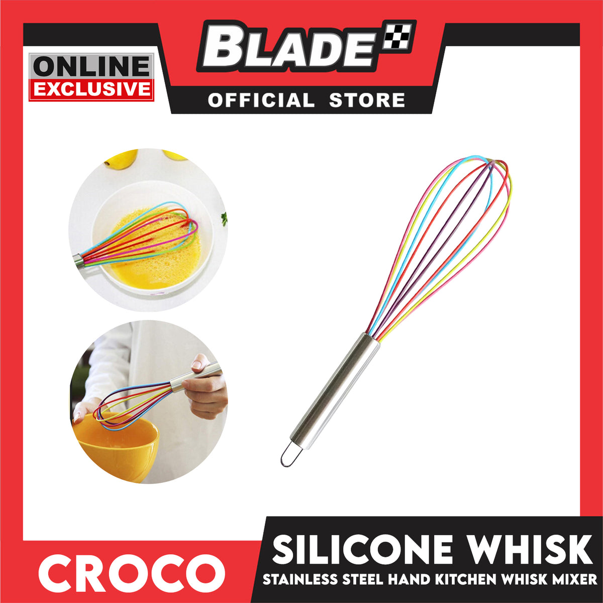 Silicone Whisk Stainless Steel Hand Kitchen Whisk Food Mixer