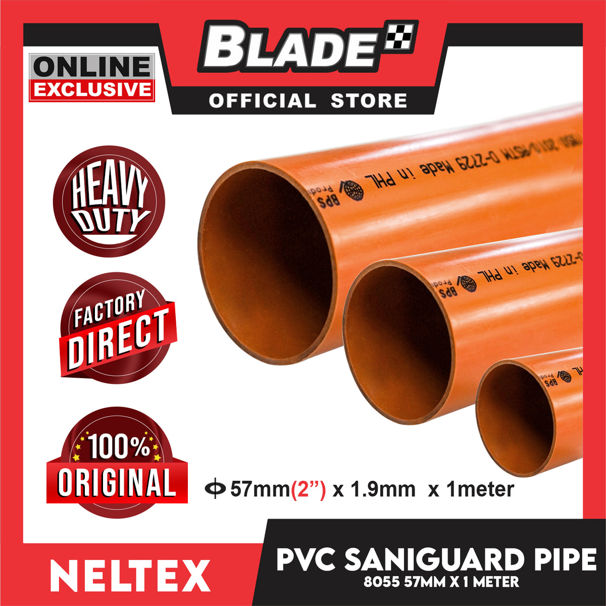 Neltex Saniguard PVC Pipe 57mm (2'') x 1meter