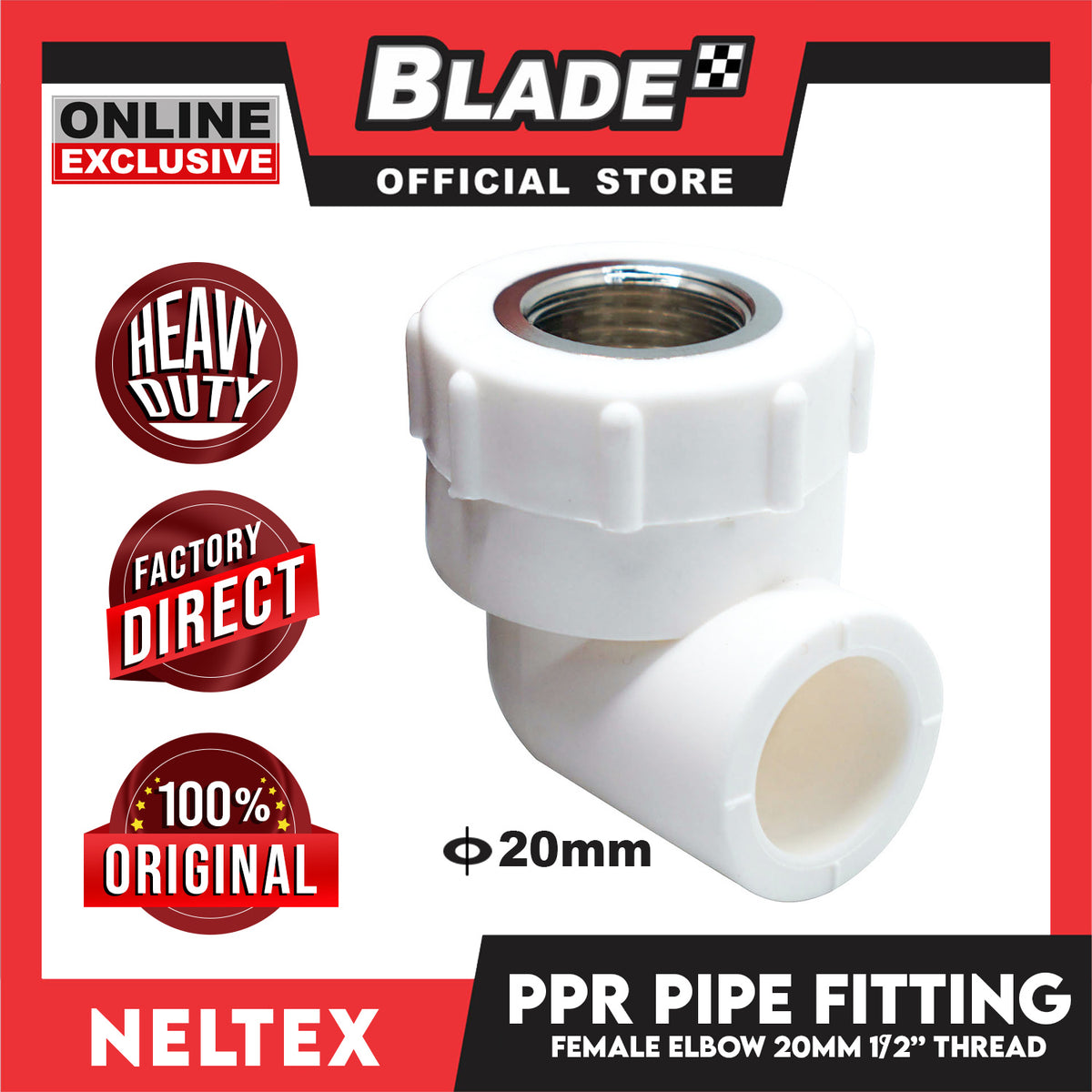Neltex PPR Fitting Pipe Female Elbow 20mm (1/2'')