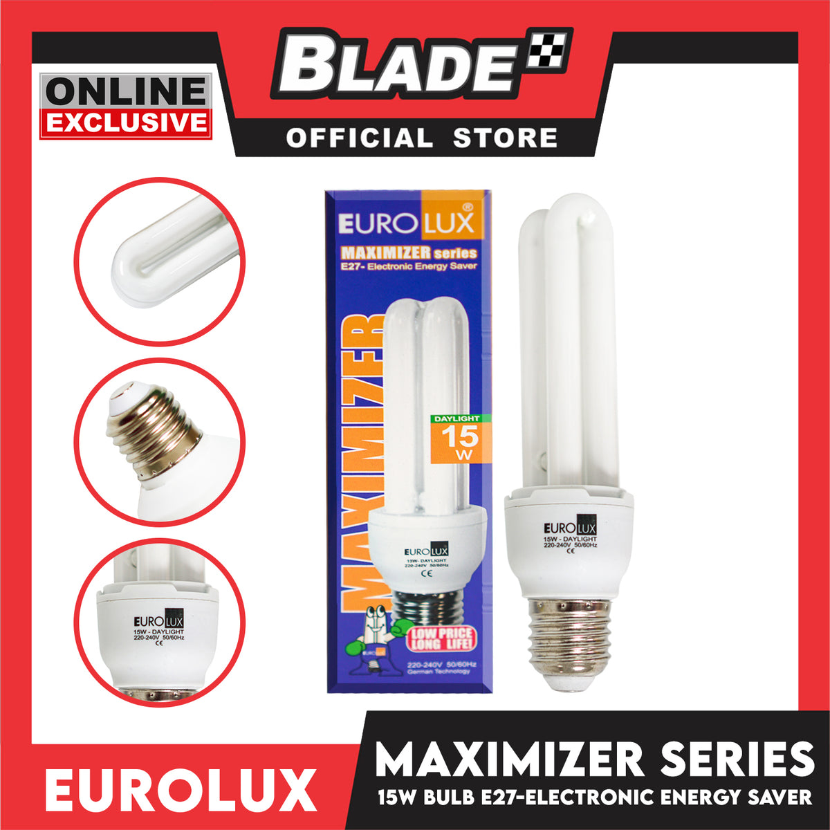 Eurolux Bulb Maximizer Series Electronic Energy Saver 2U 15W Daylight