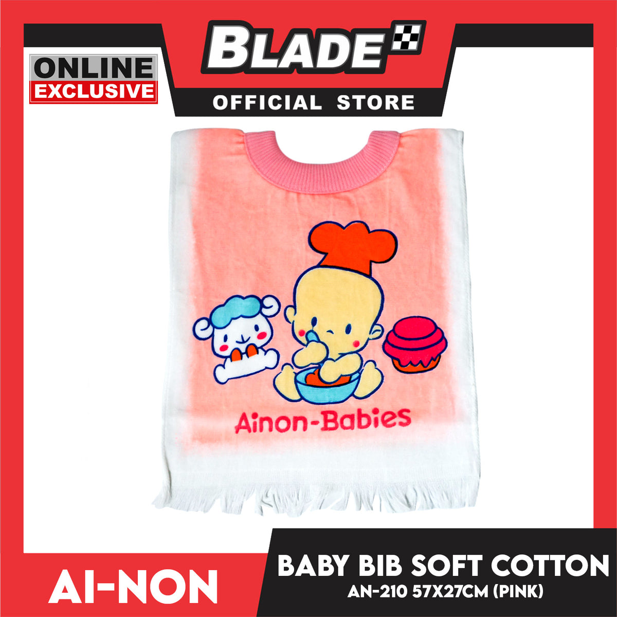 Ainon Baby Bib Babies & Cupcake Design AN210P (Pink)