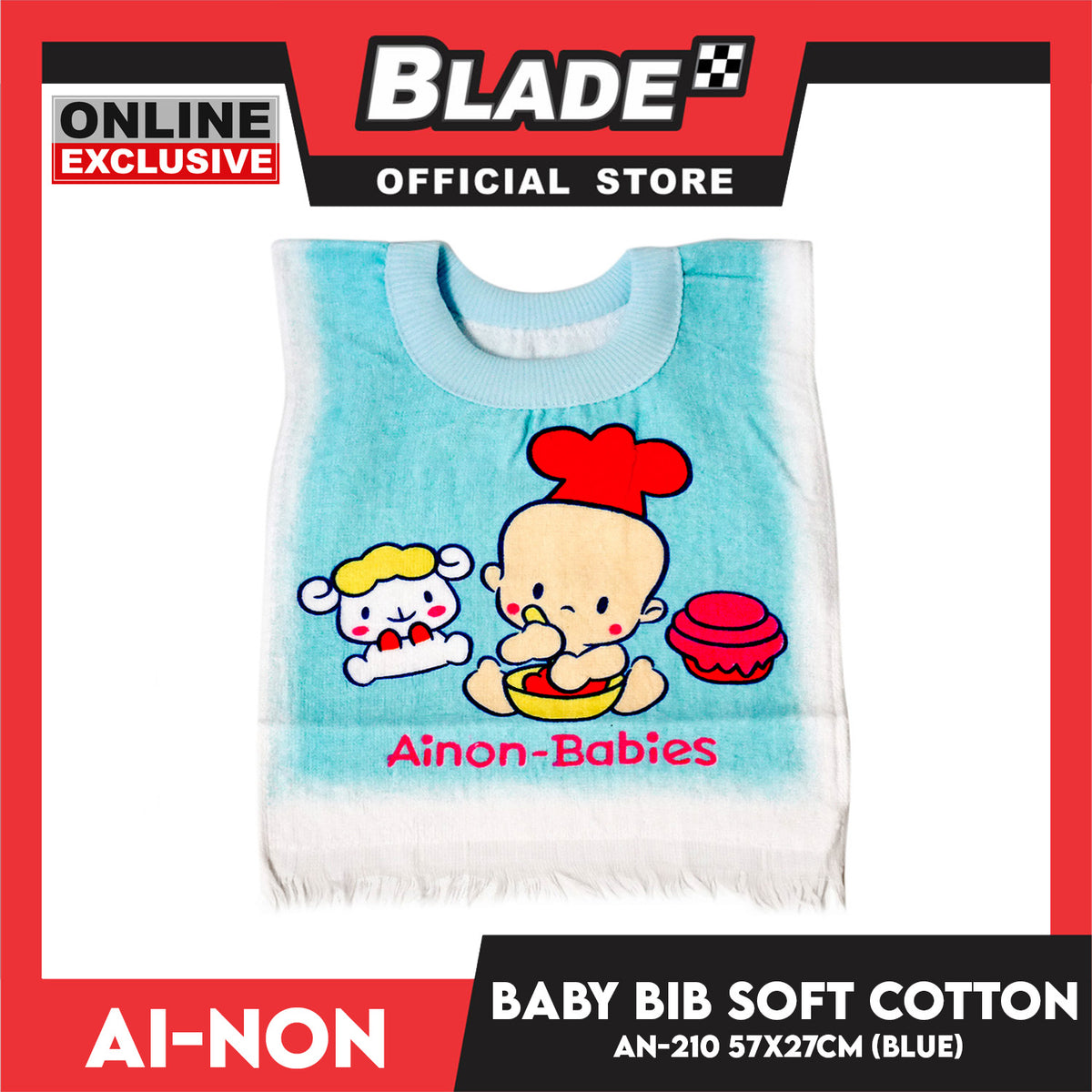 Ainon Baby Bib Babies & Cupcake Design AN210B (Blue)