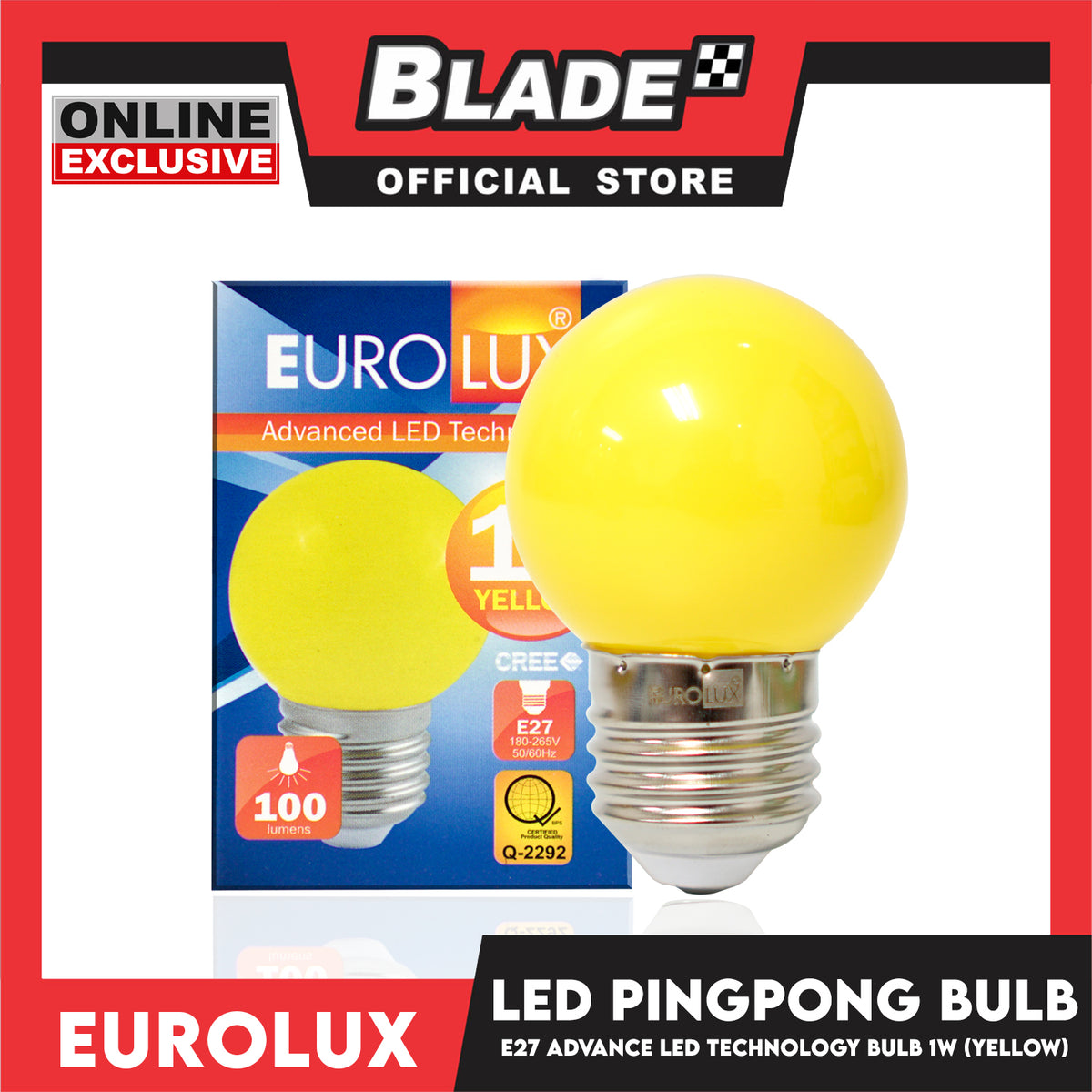 Eurolux LED Bulb E27 Ping-pong Bulb 1W Yellow