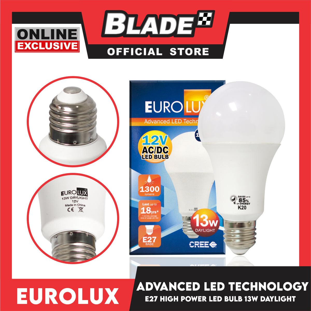 Eurolux LED Bulb 12V AC/DC 13W Daylight