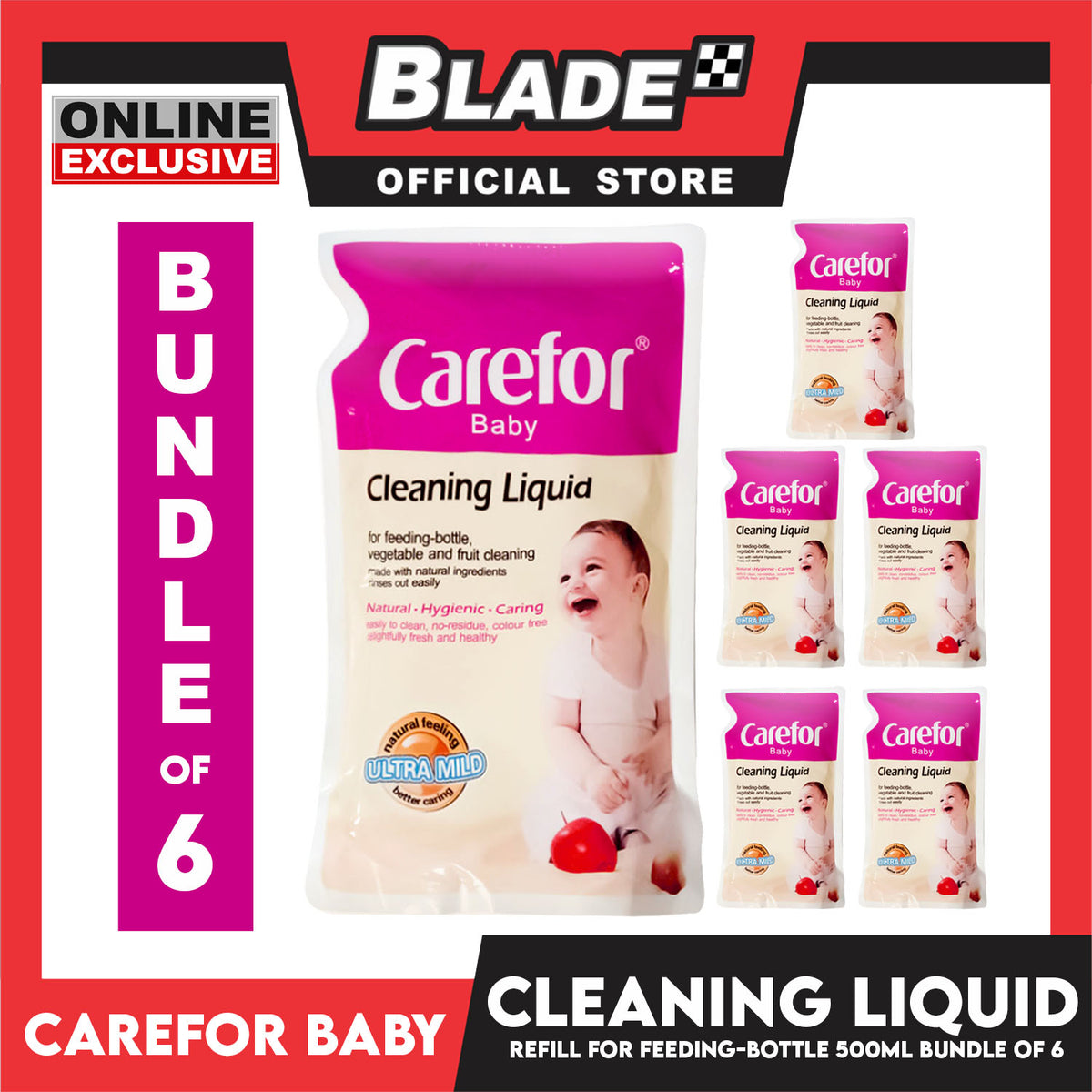 Carefor Baby Cleaning Liquid Refill  CF00500060 500ml (Set of 6)