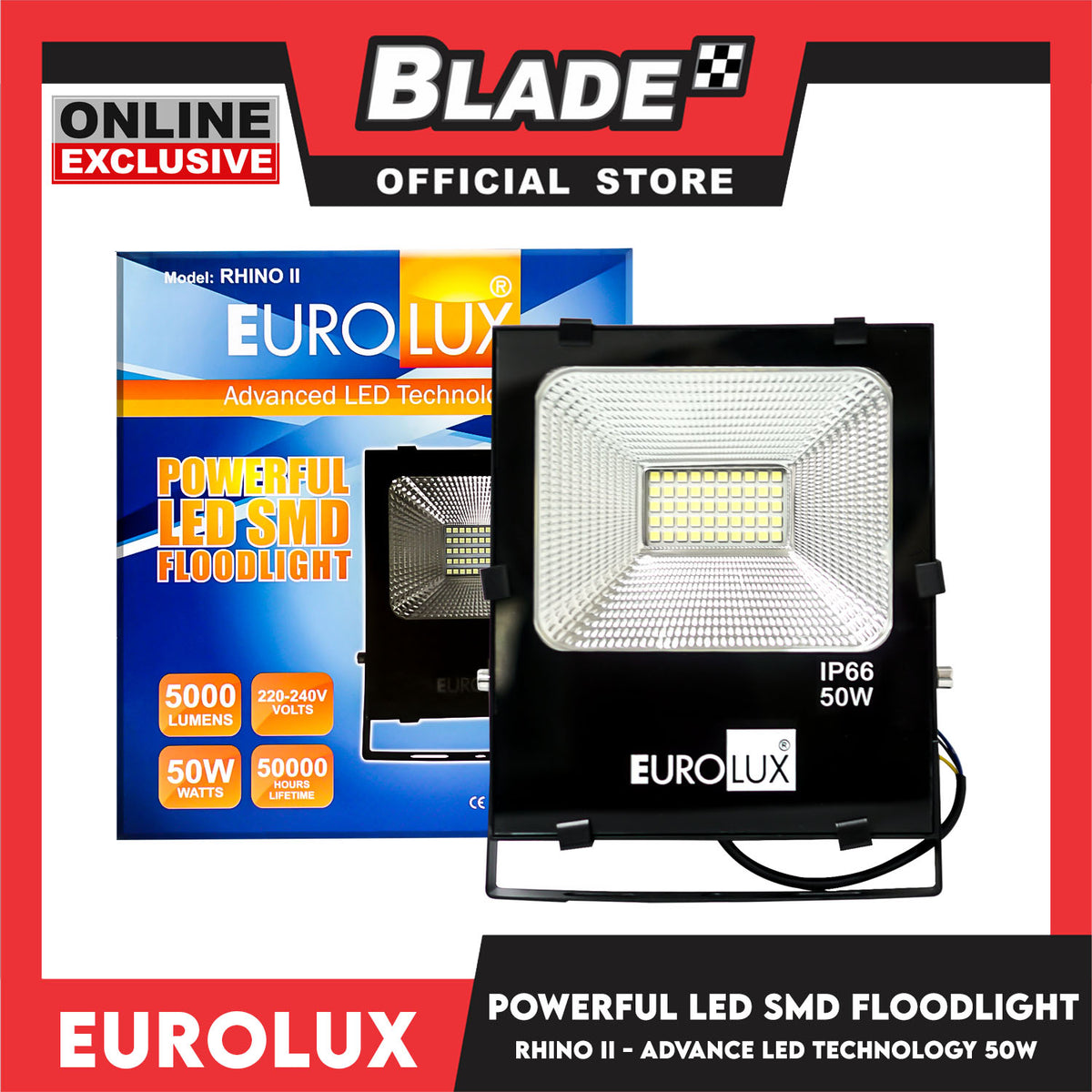 Eurolux Rhino II LED SMD Floodlight 5000 lumens 50 Watts (Daylight)