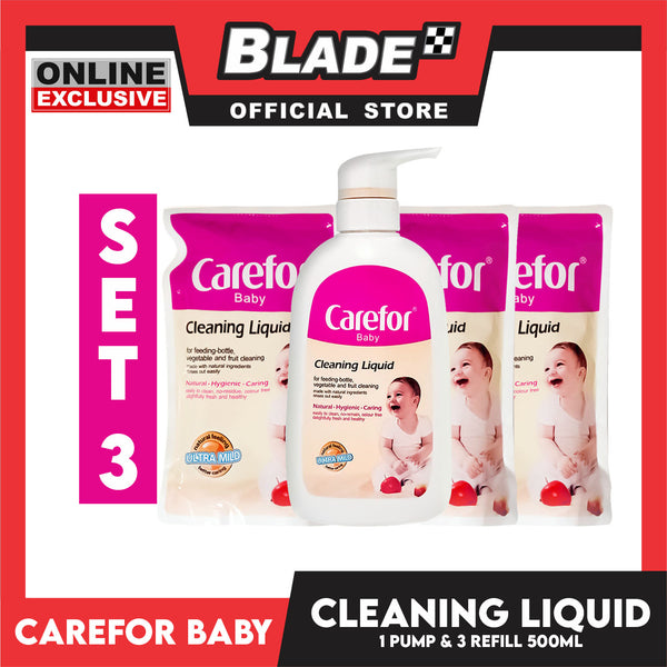 Carefor Baby Cleaning Liquid Pump with 3pcs Cleaning Refill 500ml (Set 3)