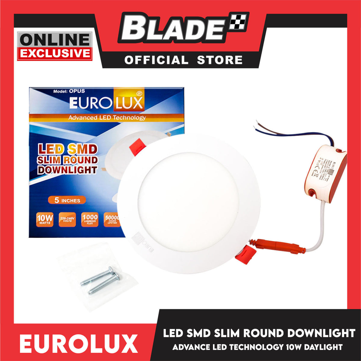 Eurolux OPUS LED SMD Slim Round Downlight 5 Inches 1000 lumens 10 watts (Daylight)