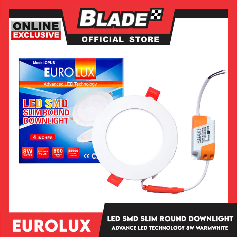 Eurolux OPUS LED SMD Slim Round Downlight 4 Inches 800 lumens 8 watts (Warmwhite)
