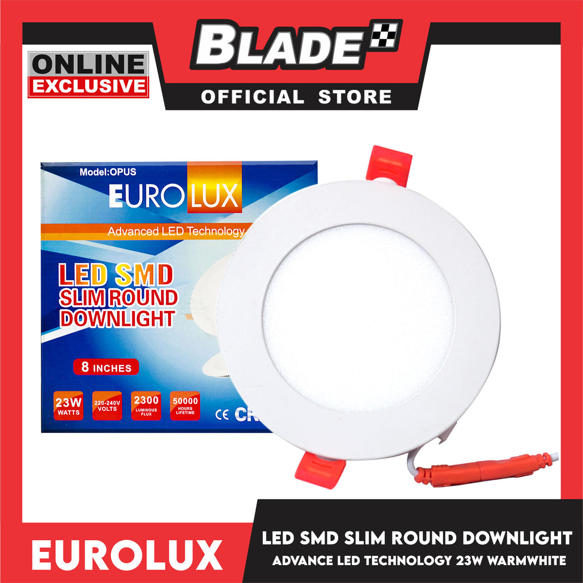 Eurolux OPUS LED SMD Slim Round Downlight 8 Inches 2300 lumens 23 watts (Warmwhite)