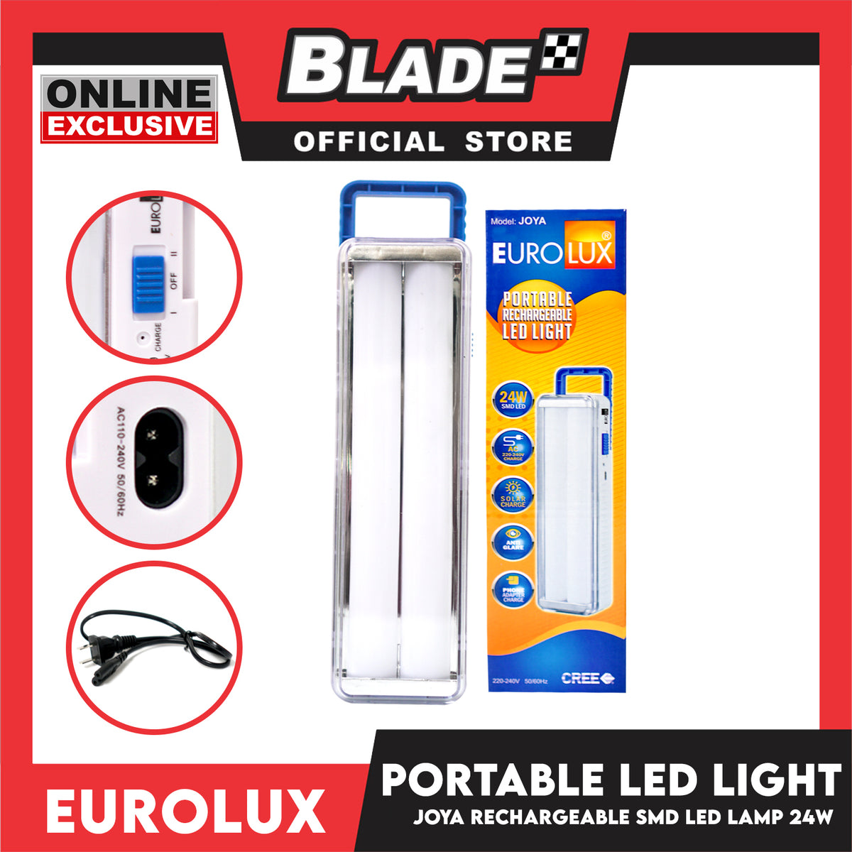 Eurolux Joya Portable Rechargeable LED Light SMD 24Watts
