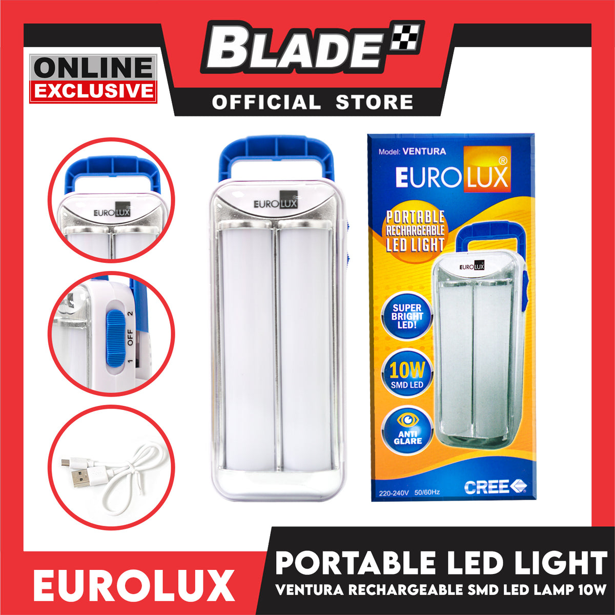 Eurolux Ventura Portable Rechargeable LED Light 10W