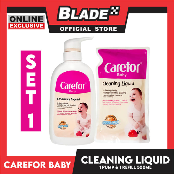 Carefor Baby Cleaning Liquid Pump 500ml Set (1 Pump and 1 Refill)