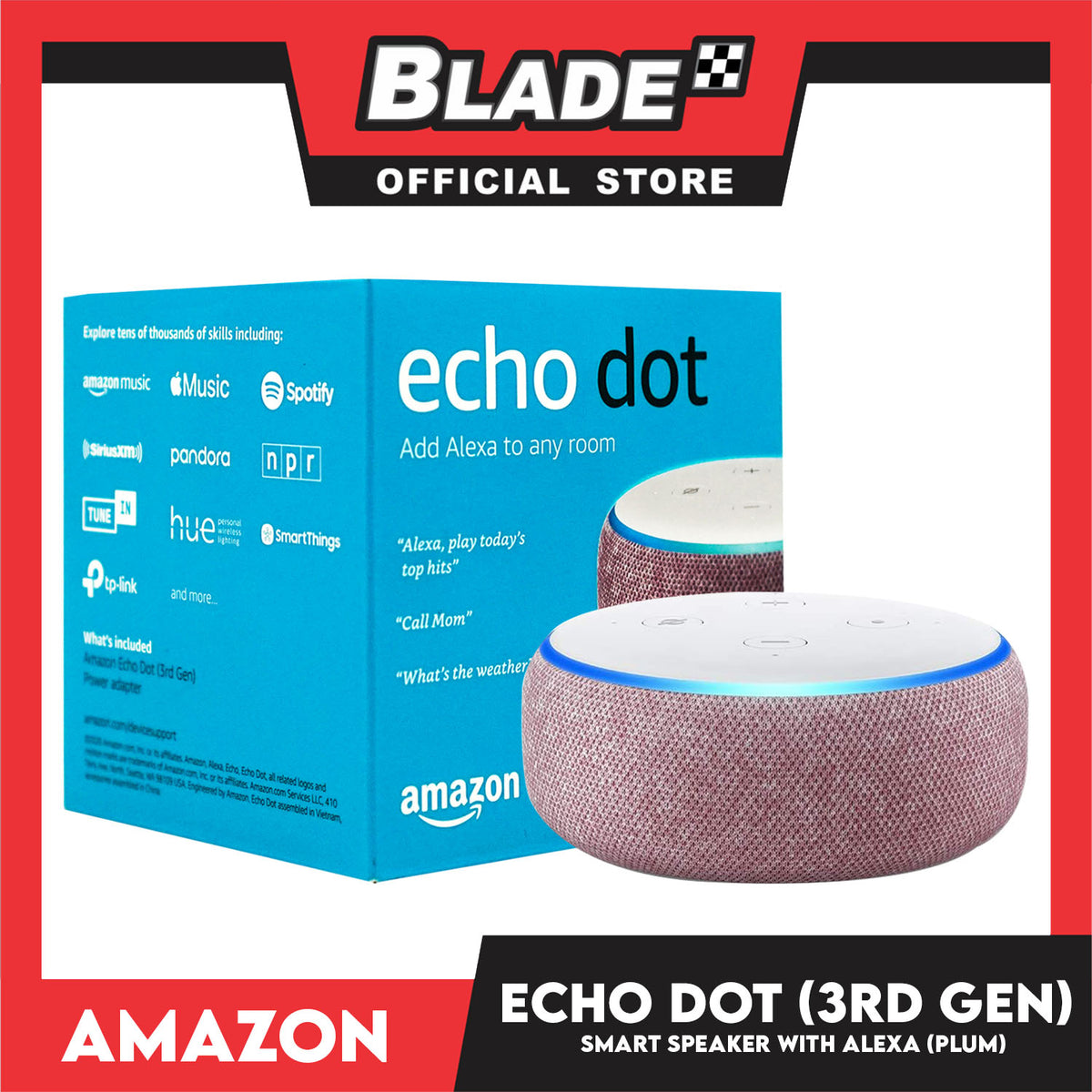 Amazon Echo Dot Smart Speaker with Alexa (3rd Generation) Plum