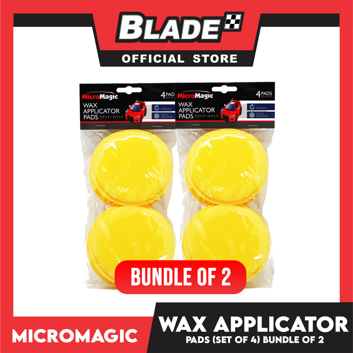 2pcs Micromagic Wax Applicator Pad Set of 4 (Yellow) Bundle of 2