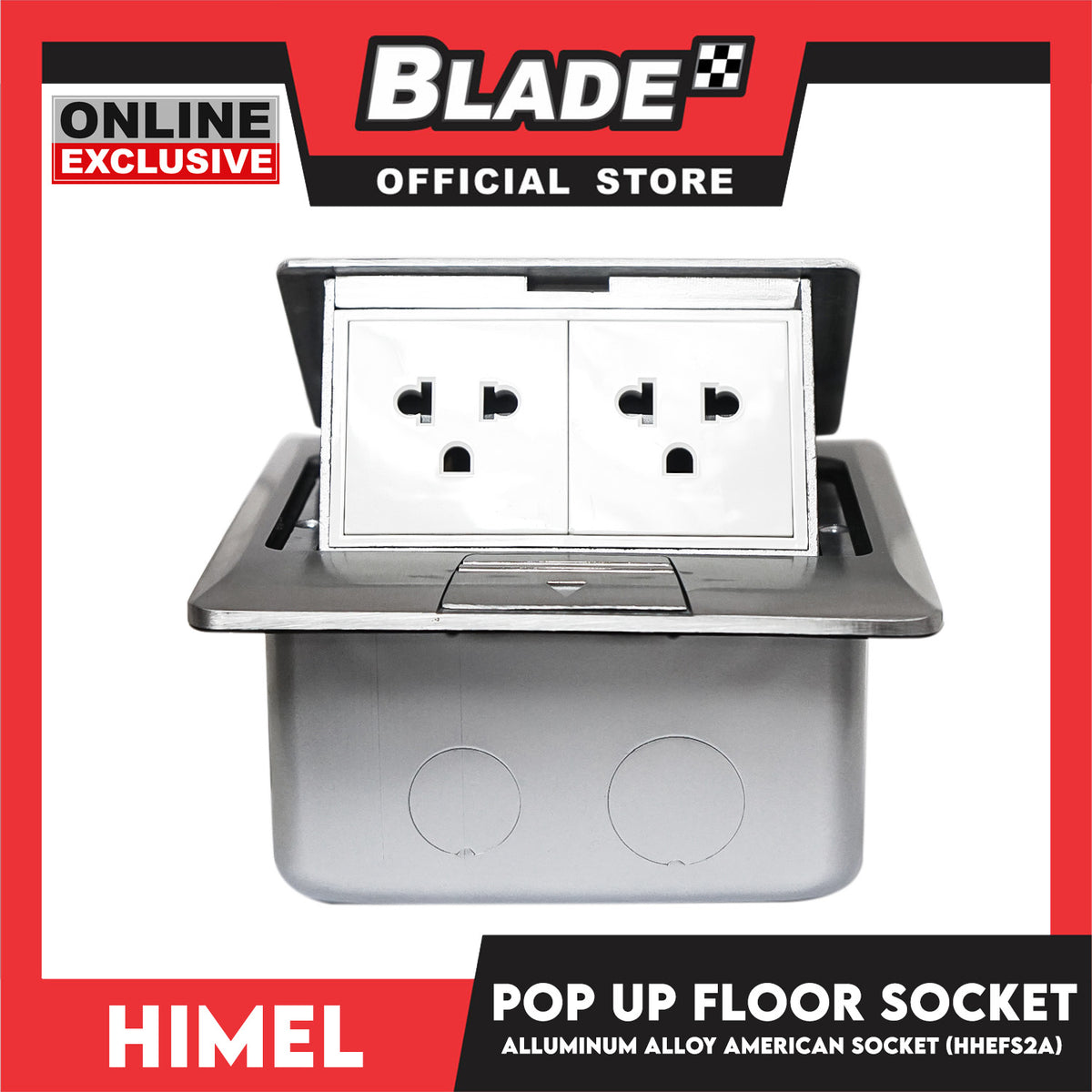 Himel Pop Up Floor Socket Aluminum Alloy 146 x 146mm with 2 pcs. American Socket