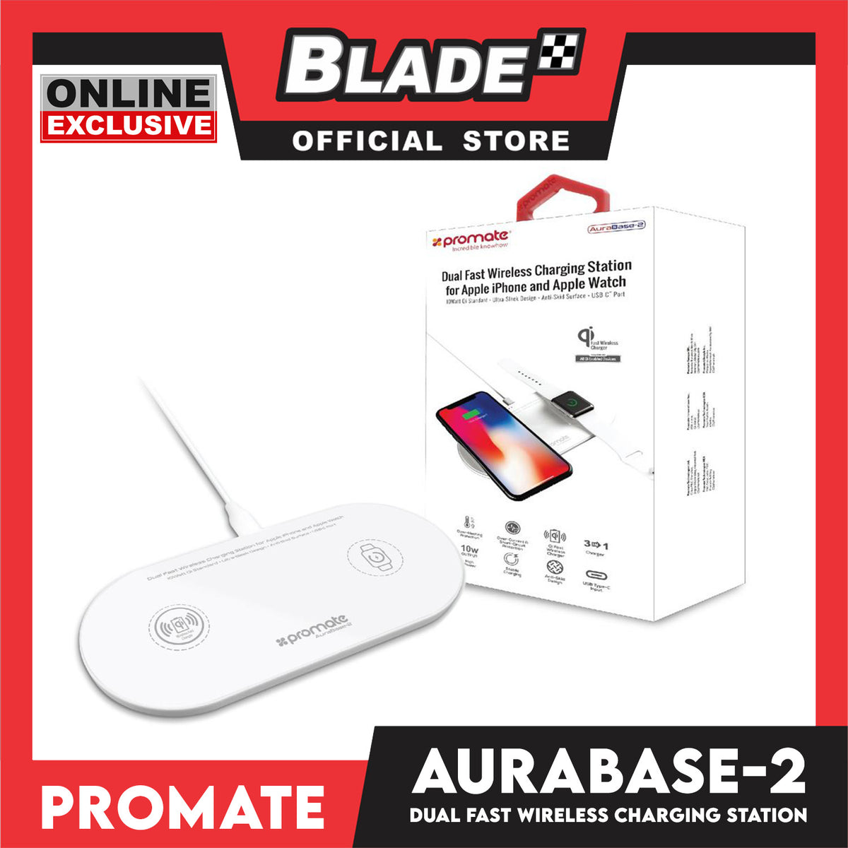 Promate Dual Fast Wireless Charging Station for Mobile Devices