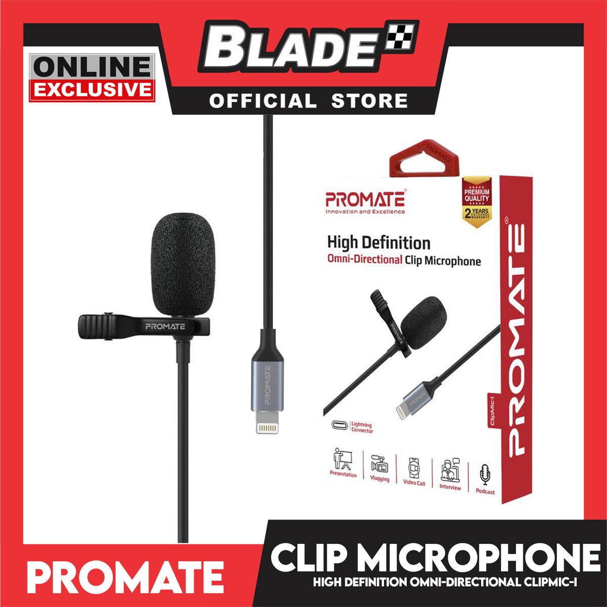 Promate High Definition Omni-Direction Clip Microphone ClipMic-I