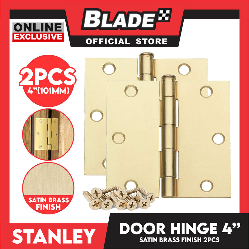 Stanley 2pcs Door Hinge 4'' Bisagra (101mm) US4 Satin Brass Finish Hinge