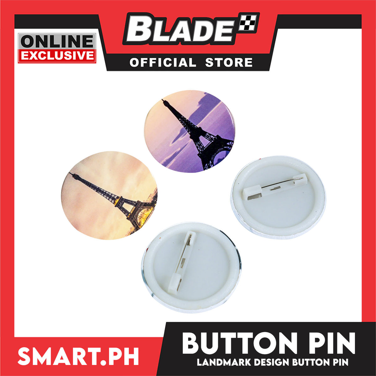 Gifts Fashion Button Pin, Badge Pin 4.3cm Tower Design (Assorted Colors)